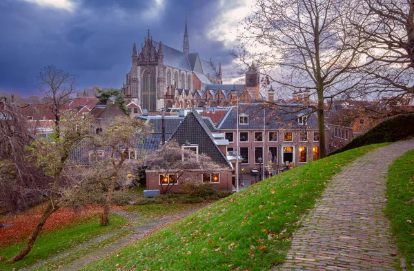 Gereja Tua Abad Pertengahan Hooglandse Kerk Leiden Belanda — Stok Foto