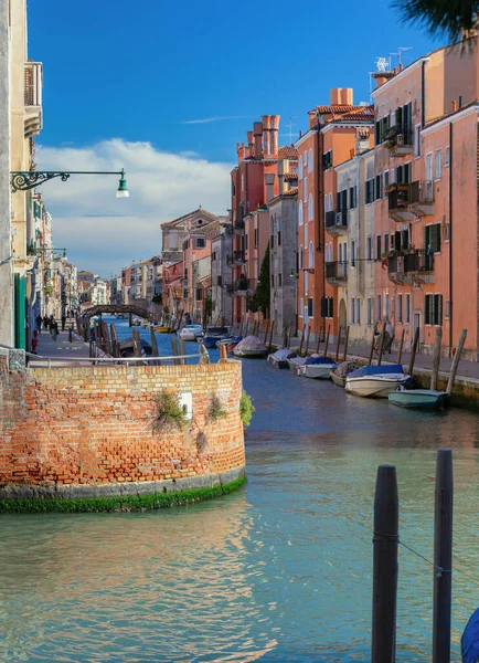 Old Traditional Colorful Houses Cannaregio Canal Sunny Day Venice Italy — Stock Photo, Image