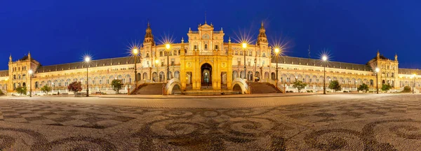 Night View Plaza Spain Seville Night Illumination Andadusia — Stock Photo, Image