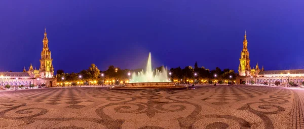 Spanya Meydanının Gece Görüşü Sevilla Gece Aydınlığında Andadusia — Stok fotoğraf