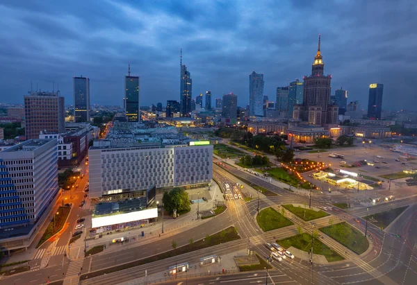 Picturesque Aerial View Central Part Warsaw Skyscrapers Evening Poland — Stock Photo, Image