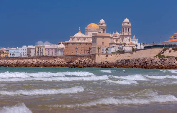 Das Gebäude Der Heilig Kreuz Kathedrale Cadiz Ufer Der Stadt — Stockfoto