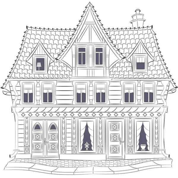 Desenho Uma Antiga Casa Alemã Tradicional Meia Madeira Wernigerode Alemanha — Vetor de Stock