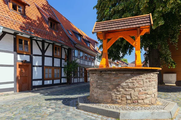 Красиві Фасади Старих Німецьких Напів Кам Яних Будинків Вернігоді Сонячний — стокове фото
