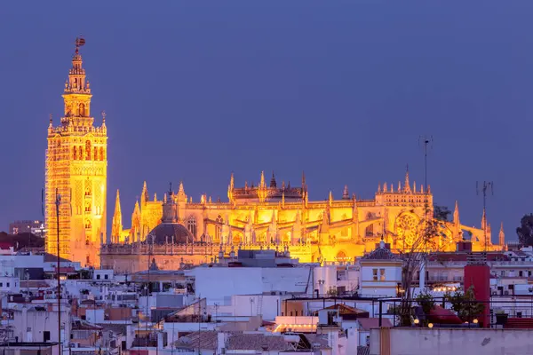 Stock image Scenic view of Seville Cathedral and Giralda tower at sunset. Seville. Spain. Andalusia.