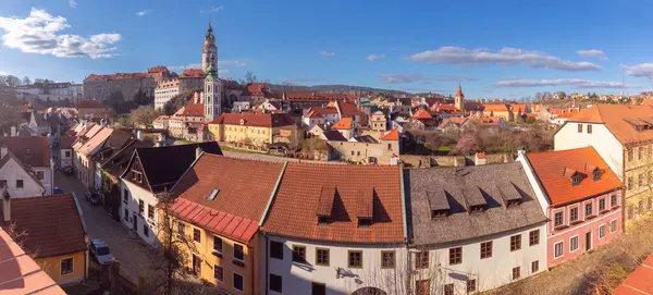 Çek Cumhuriyeti 'nin Cesky Krumlov kentindeki eski panoramik manzara