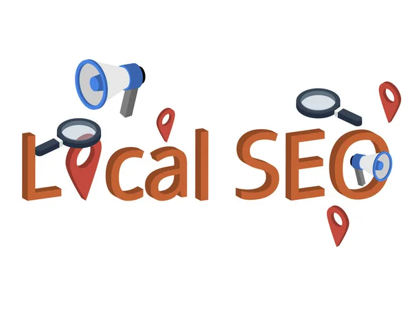 Lokalne Pozycjonowanie Lub Wyszukiwarka Optymalizacja Poprawy Widoczności Wyszukiwarki Dla Lokalnych — Wektor stockowy