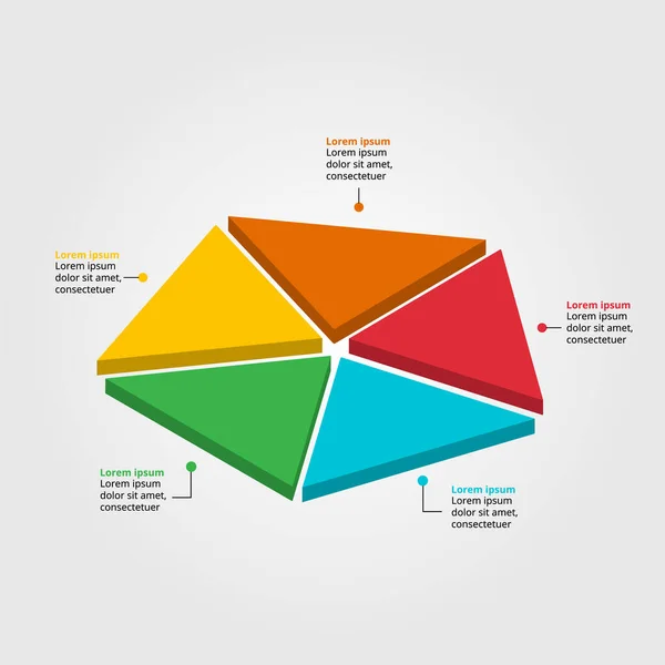 Driehoek Sjabloon Vijfhoek Vorm Voor Infographic Voor Presentatie Voor Element — Stockvector