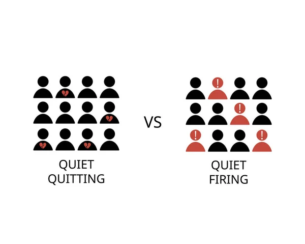 Quiet Quitting Compare Quiet Firing — Stock Vector