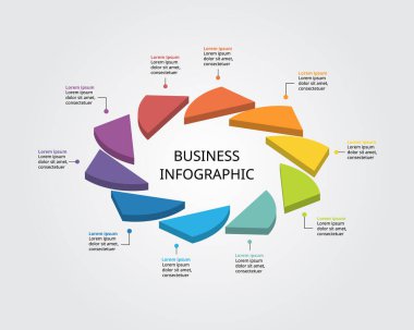 10 element için sunum için infografik adım şablonu