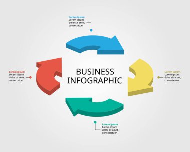 4 öge için bilgi için ok şablonu