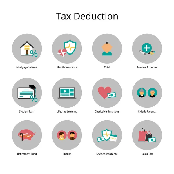 Type Tax Deductions Tax Credits Icon — Διανυσματικό Αρχείο