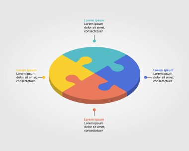 4 elementin sunumu için jigsaw grafik çizelgesi şablonu