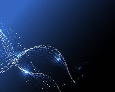 Mavi kod teknolojisi arka planında neon ışığı eğrisi