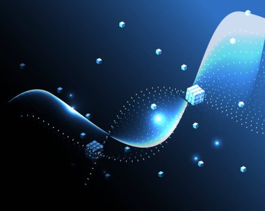 Mavi veri teknolojisi arka planına sahip neon ışığı eğrisi