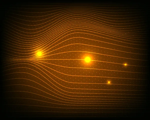 Крива Неонове Світло Червоною Лінією Точковим Технологічним Фоном — стоковий вектор