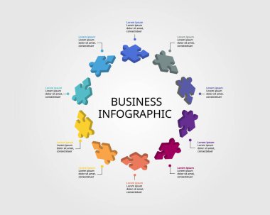 10 element için sunum için yapboz bulmaca bağlantı şablonu