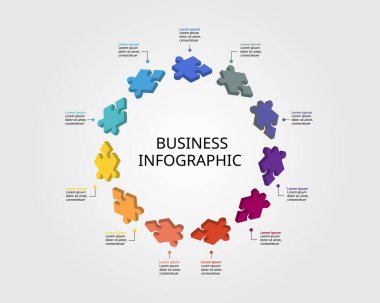 11 element için sunum için yapboz bulmaca bağlantı şablonu