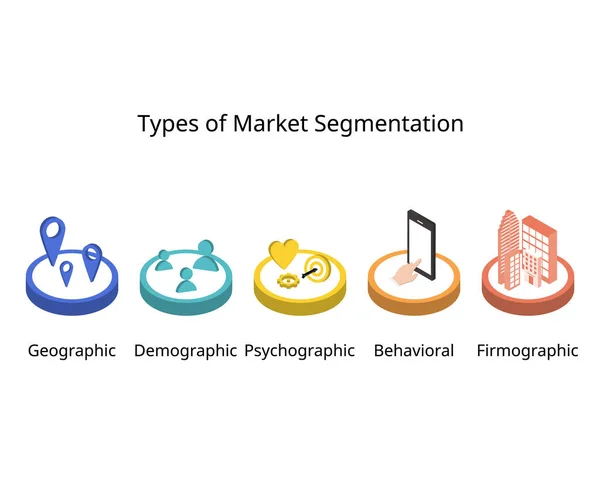 Type Market Segmentation Define Ideal Customer Profile Icp Demographic Psychographic — Stock Vector