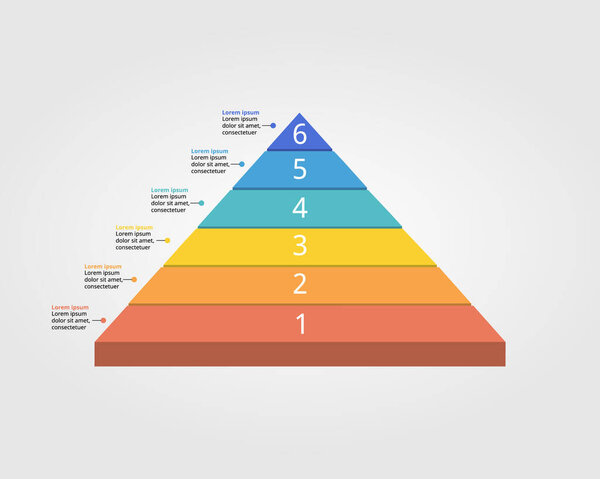 pyramid chart level template for infographic for presentation for 6 element with number