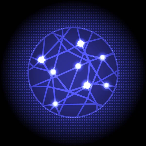 Modrá Síť Světelná Vlna Kruhu Tečkami Abstraktní Technologie Pozadí — Stockový vektor