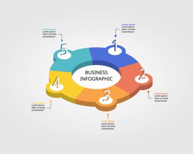 circle template for infographic for presentation for 5 element