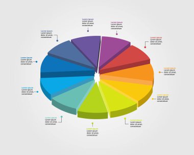 circle pie chart template for infographic for presentation for 11 element