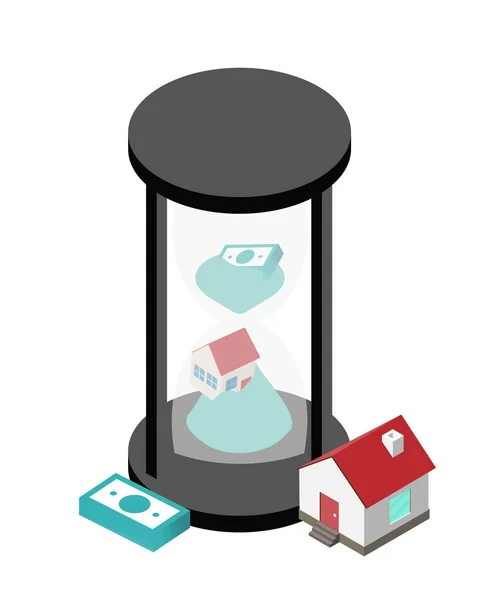 Tid För Hus Eller Lägenhet Planerar Att Köpa Eller Hyra — Stock vektor