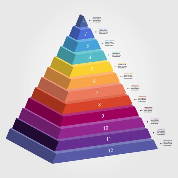 stock vector pyramid chart template for infographic for presentation for 12 element