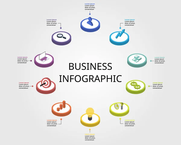Business Infografik Mit Isometrischer Business Ionen Vorlage Für Infografik Zur — Stockvektor