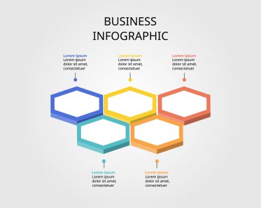 5 öge için bilgi için altıgen basamak şablonu