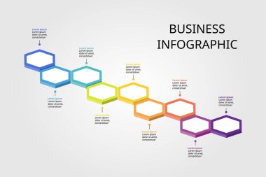 9 öge için bilgi için altıgen basamak şablonu