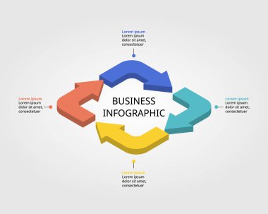 4 öge için bilgi için 4 ok şablonu