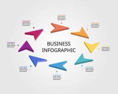 8 öge için sunum için 8 ok şablonu