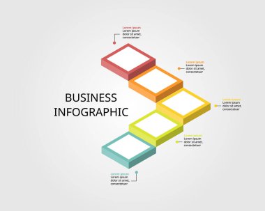 Infographic sunum şablonu için zaman çizgisi merdiven seviyesi ve pankart için 5 öge