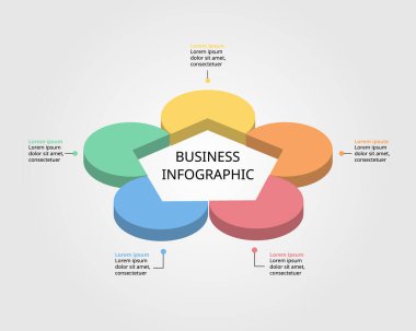 5 element için iş bilgisi için pentagon şekli şablonu