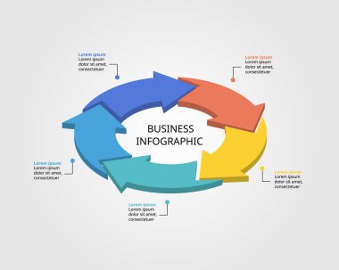 5 öge için bilgi için 5 ok şablonu