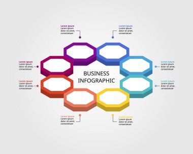 Octagon step chart template for infographic for presentation for 8 element timeline