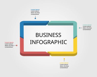 4 öge için bilgi için kare şeması şablonu