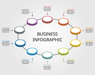 10 öge için bilgi için daire şablonu