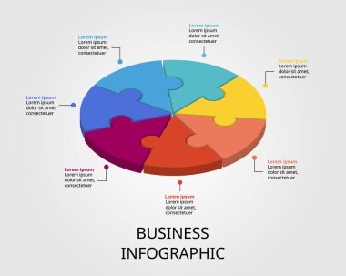 7 öge için bilgi için sayı içeren bir yapboz şablonu