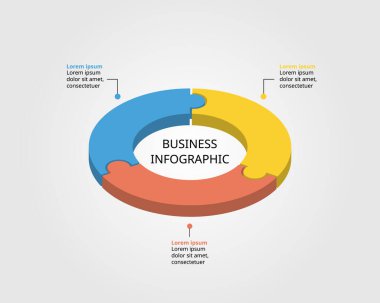 3 öge için bilgi için sayı içeren bir yapboz şablonu