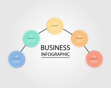 Sancaklar için Business Infographic modern tasarım şablonu ve 5 çember adım için bilgi grafikleri