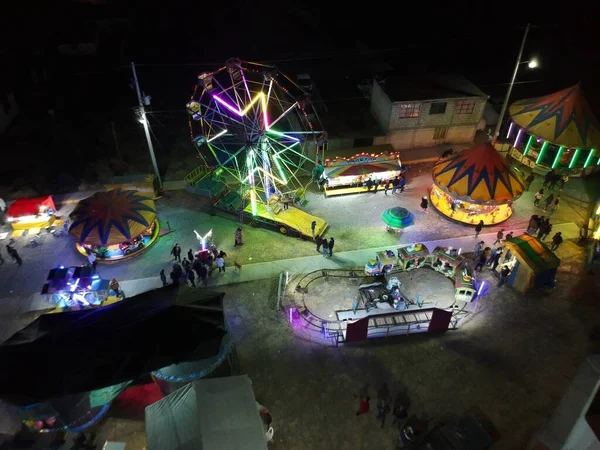 Colorful Town Fair Seen Night — Stock Photo, Image