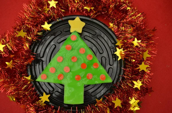 Pretty Christmas Jelly Shape Pine Tree — Stock Photo, Image