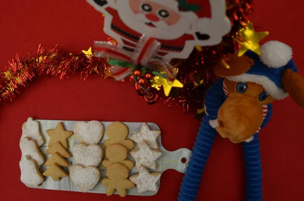 Belos Biscoitos Artesanais Para Celebração Natal — Fotografia de Stock