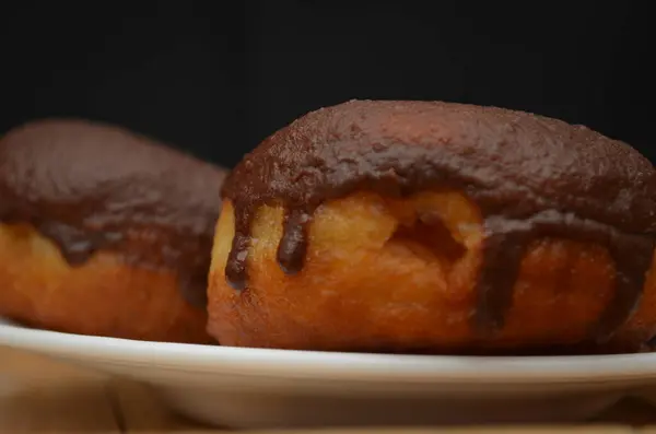 Красиві Пончики Ручної Роботи Покриті Шоколадом Цукром — стокове фото