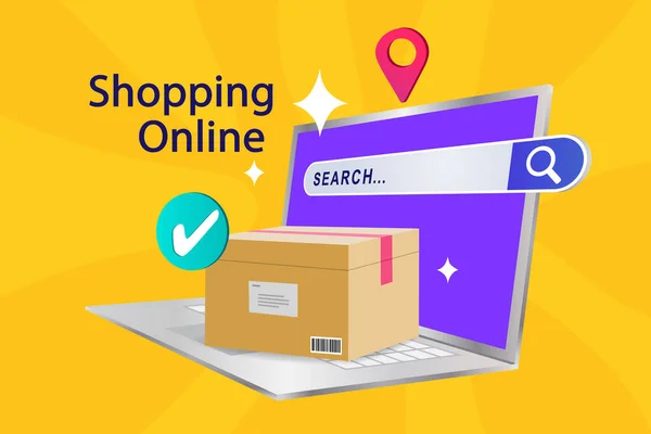 Online Einkauf Mit Handy Und Laptop Ist Einfach — Stockvektor