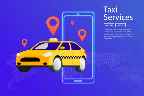 Taxi Fotos Teléfono Móvil Una Foto Ubicación Está Mostrando Servicios — Vector de stock