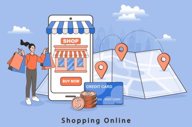 Alışveriş için düz vektör illüstrasyonu